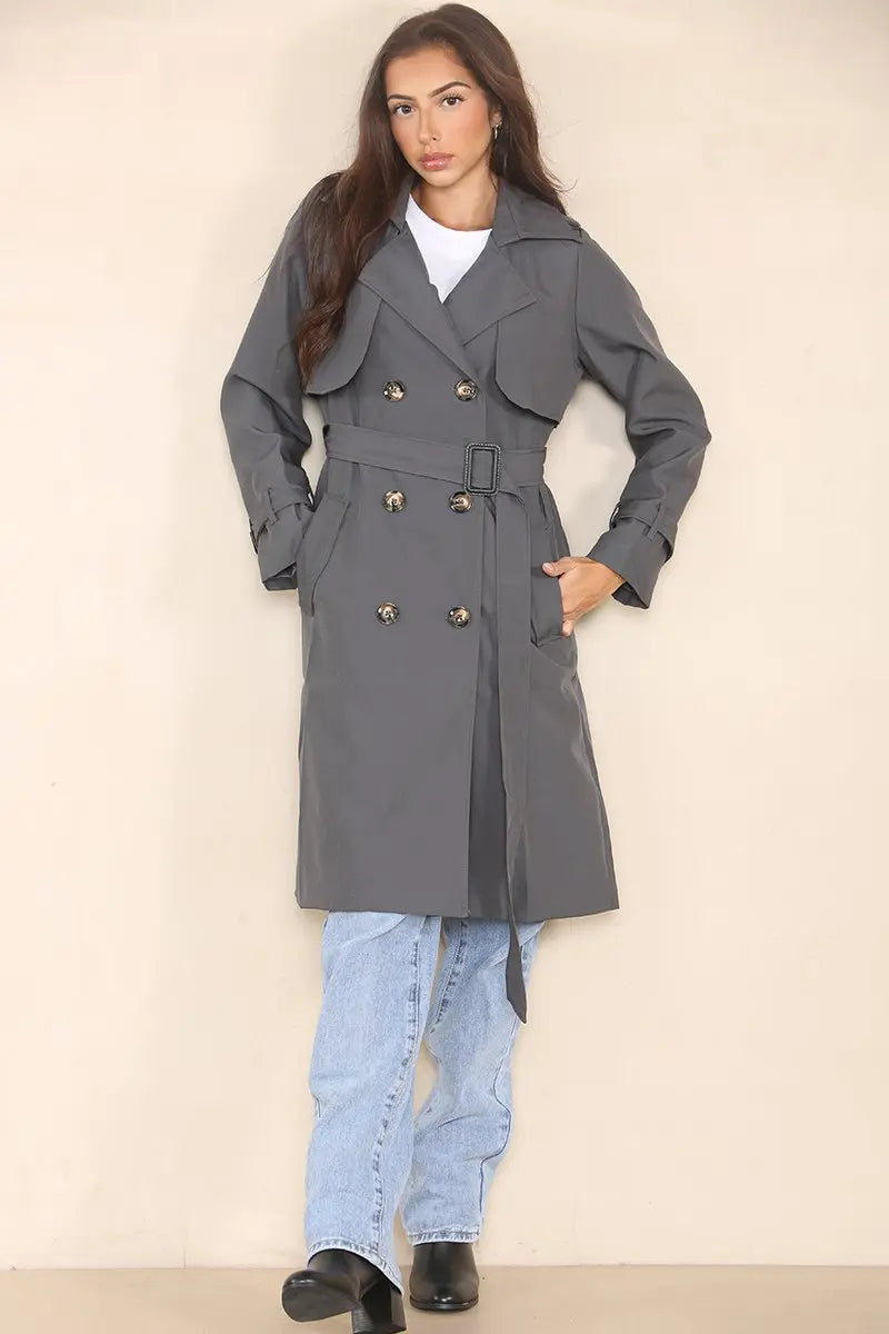 Stylish black cropped trench
