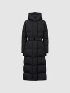 Stylish black puffer coat front