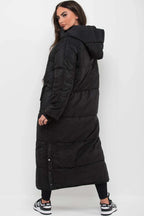 Stylish black puffer coat front