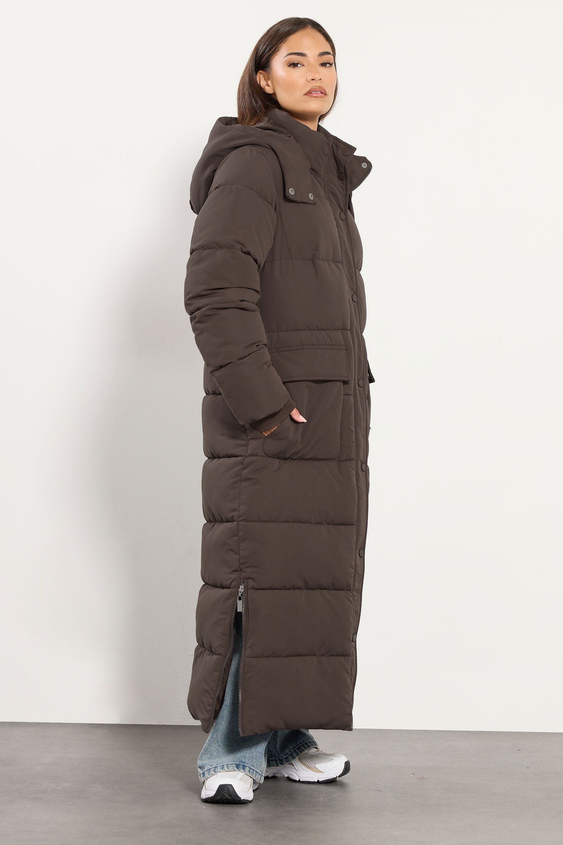 Stylish brown puffer coat