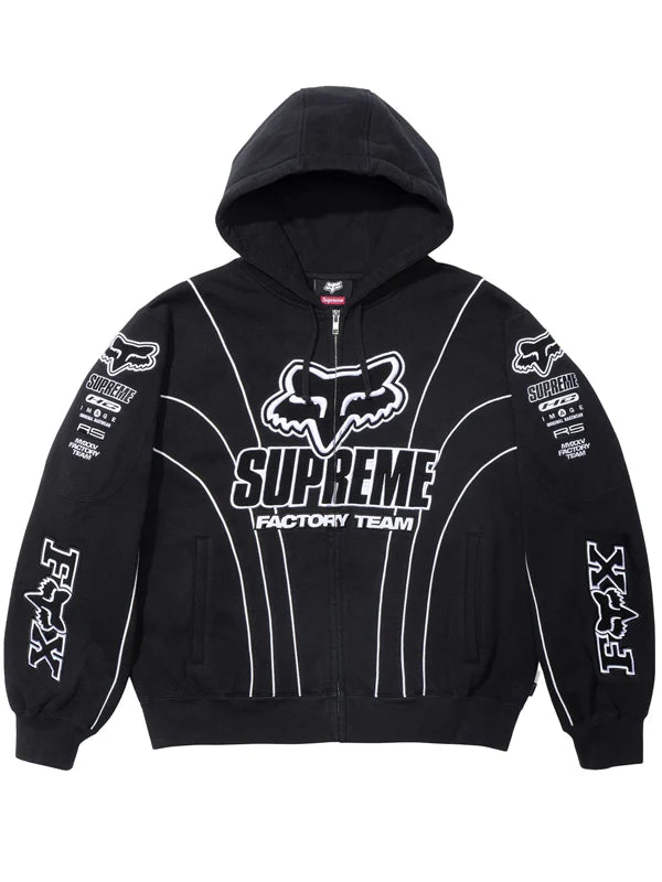 Supreme-Fox-Racing-Zip-Up-Hooded-Sweatshirt-Black