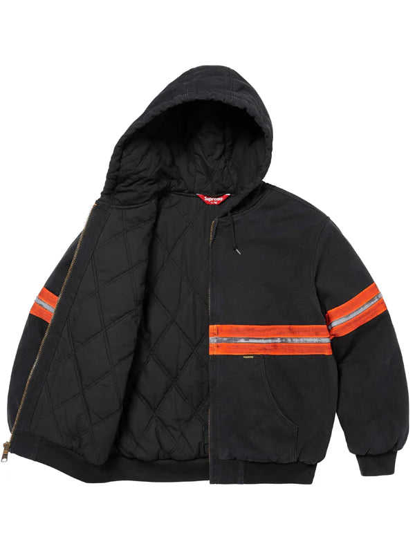 Supreme-Reflective-Stripe-Hooded-Work-Jacket-Black