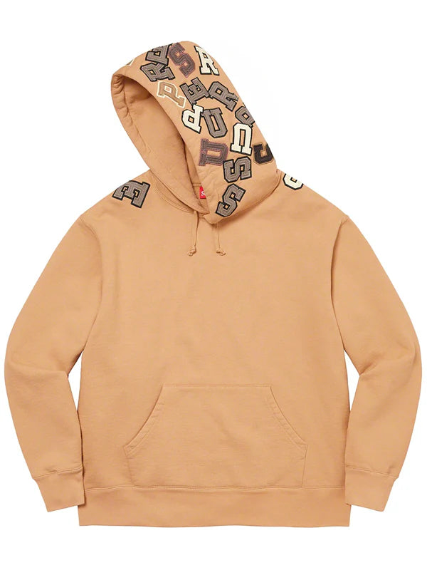 Supreme-Scattered-Applique-Hoodie-Tan-Brown