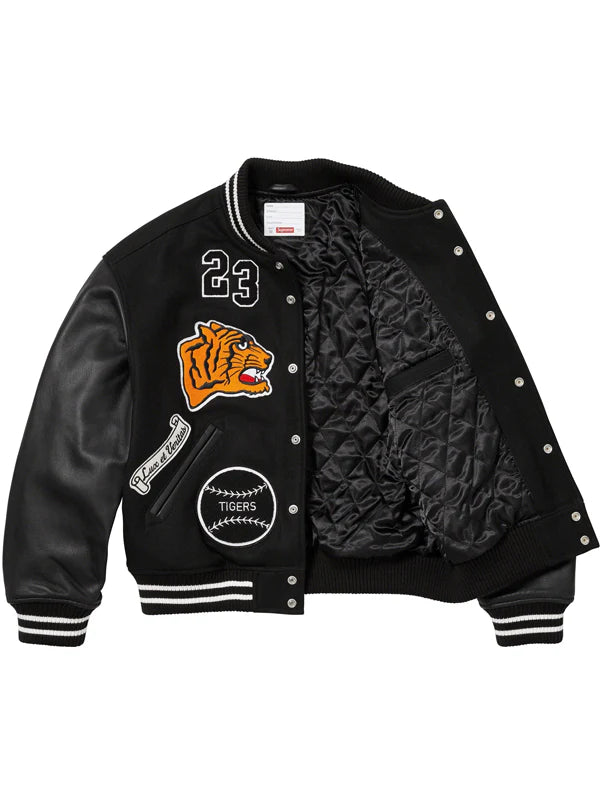 Supreme-Tiger-Black-Varsity-Jacket