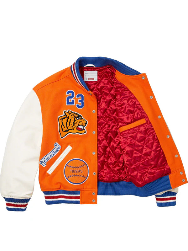 Supreme-Tiger-Orange-Varsity-Jacket