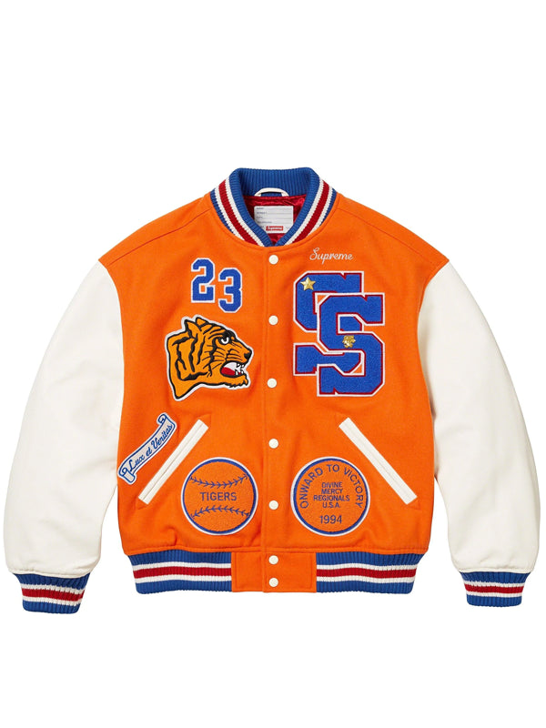 Supreme-Tiger-Varsity-Jacket-Orange