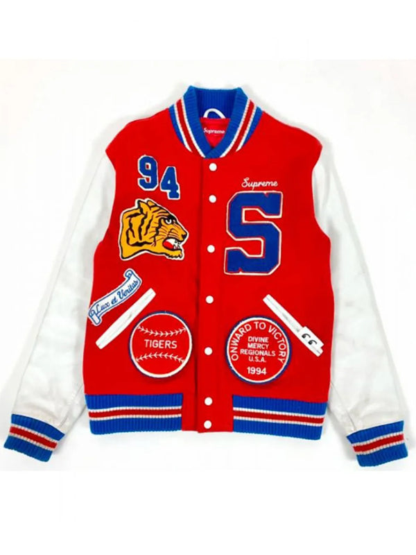 Supreme-Tiger-Varsity-Jacket-Red