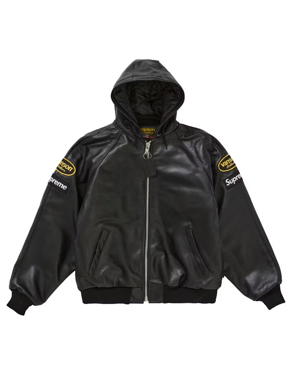 Supreme-Vanson-Leathers-Hooded-Work-Jacket-Black