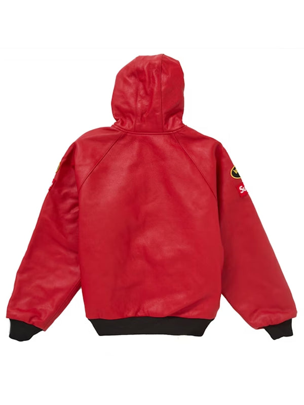 Supreme-Vanson-Leathers-Hooded-Work-Jacket-In-Red