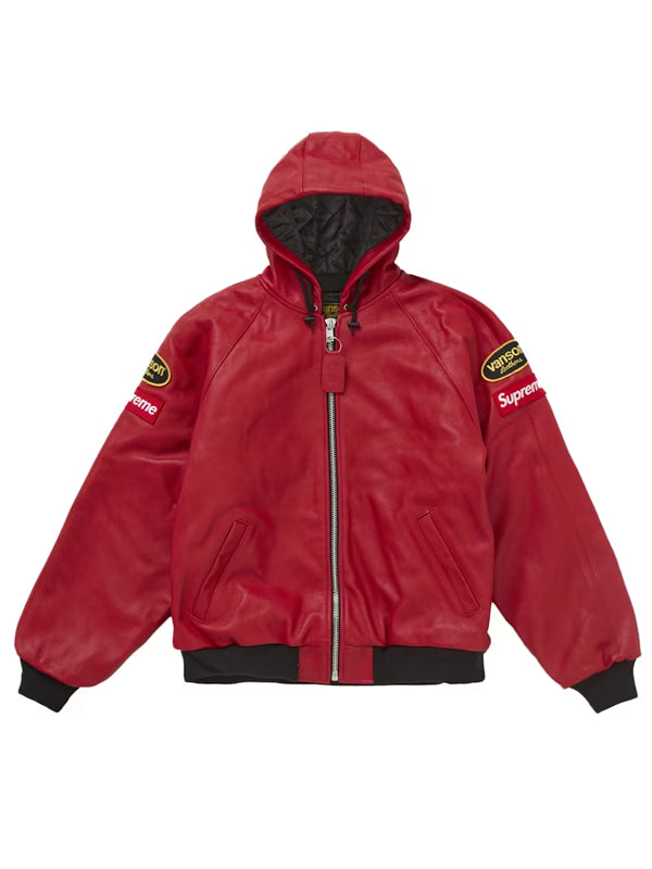 Supreme-Vanson-Leathers-Hooded-Work-Jacket-Red