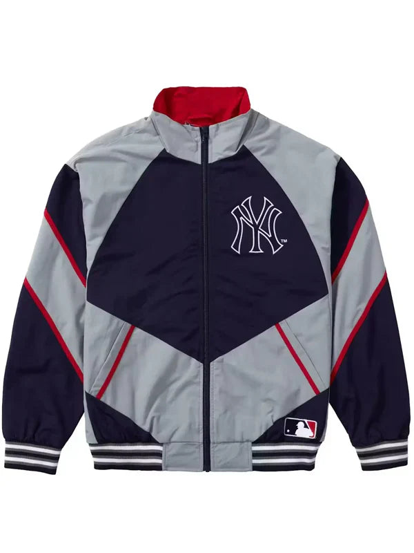 Supreme-X-New-York-Yankees-Grey-And-Navy-Track-Jacket