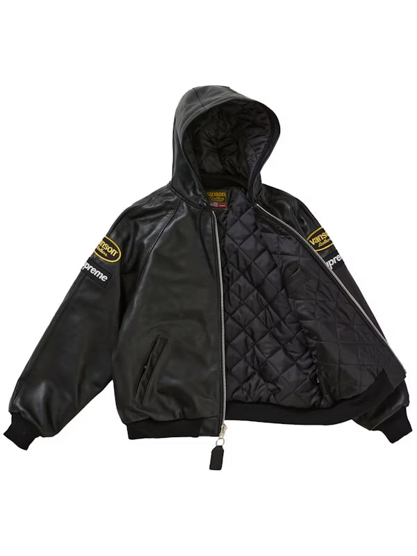 Supreme-X-Vanson-Leathers-Hooded-Work-Jacket-Black