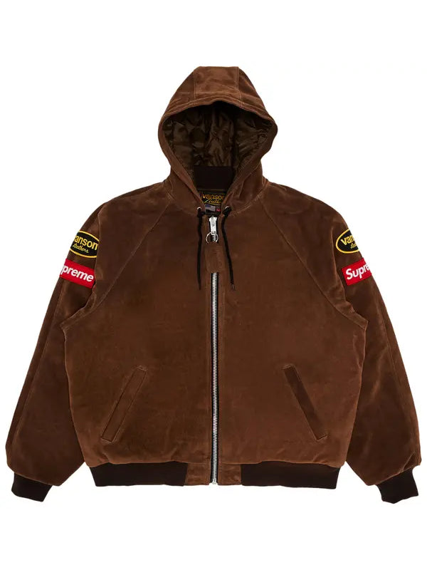 Supreme-X-Vanson-Leathers-Hooded-Work-Jacket-Suede