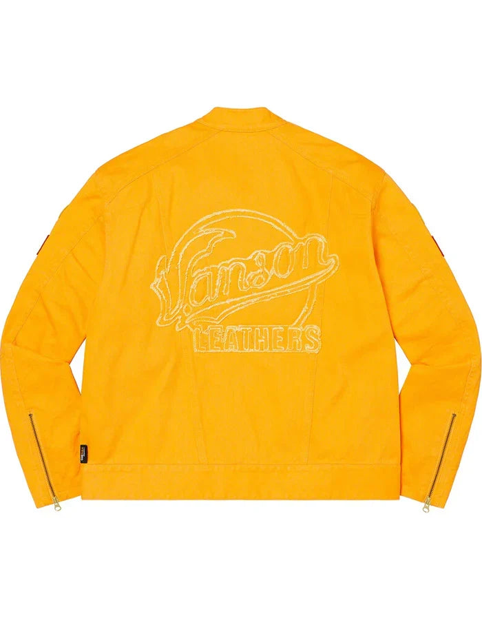 Supreme_Vanson_Jacket_Denim_Yellow_Back