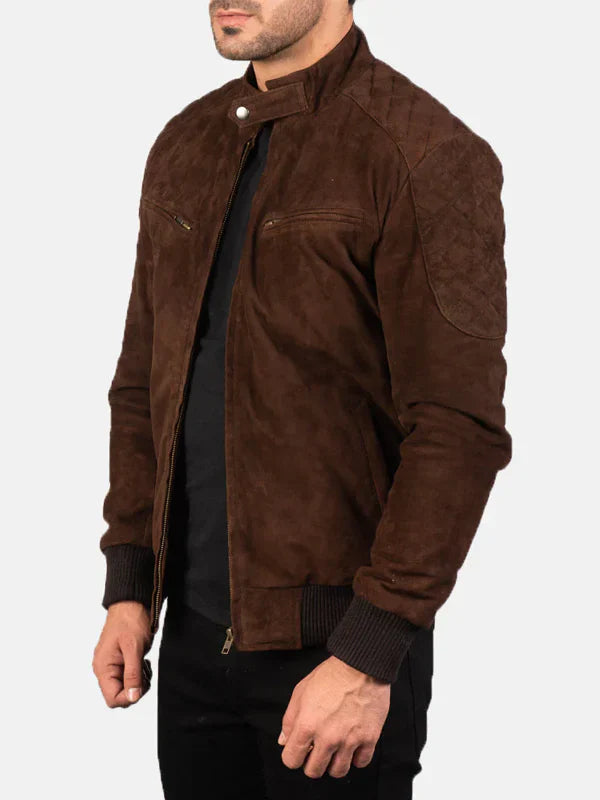 Sven Mocha Suede Bomber Jacket