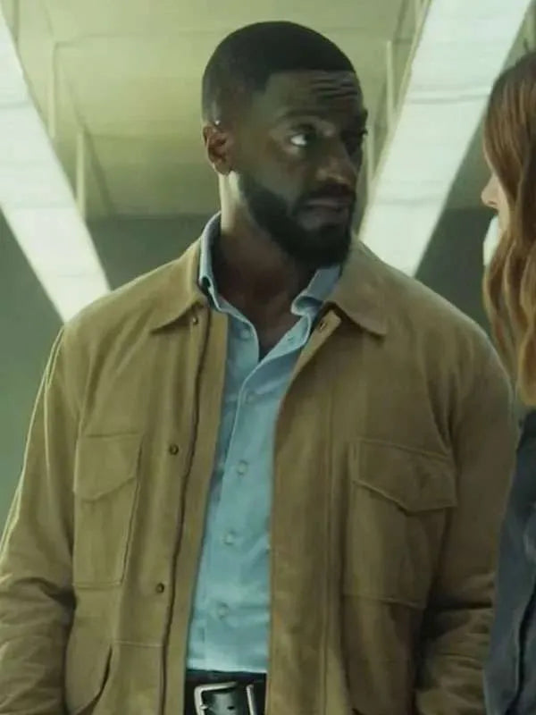 Aldis Hodge Cross Suede Leather Jacket