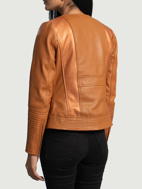 Tan Leather Biker Jacket Sale