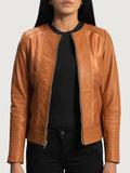 Tan Leather Biker Jacket