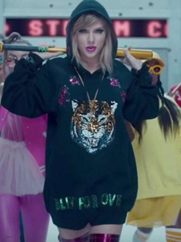 Taylor-Swift-Tiger-Print-Black-Hoodie