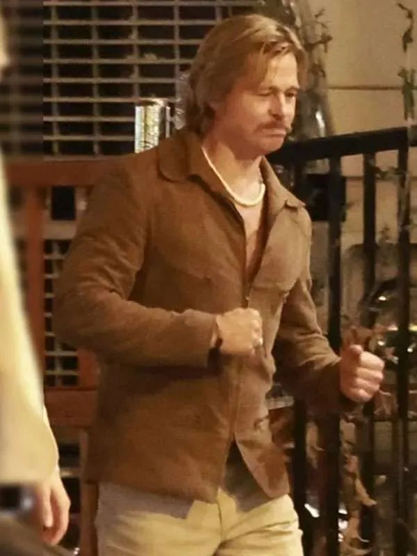 The Adventures of Cliff Booth Brad Pitt Suede Leather Jacket