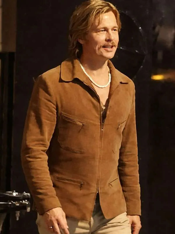 The Adventures of Cliff Booth Brad Pitt Suede Leather Jacket