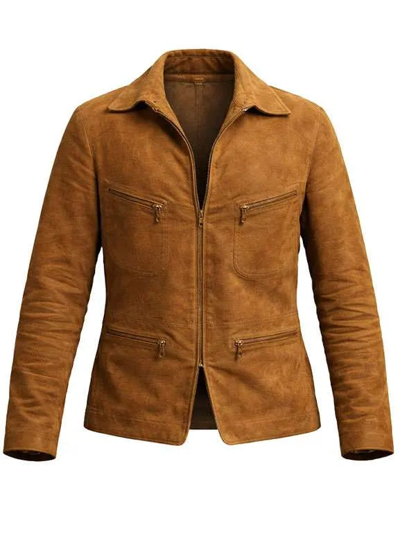 The Adventures of Cliff Booth Brad Pitt Suede Leather Jacket