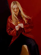 Dakota Fanning Red Nour Hammour Trench Leather Coat