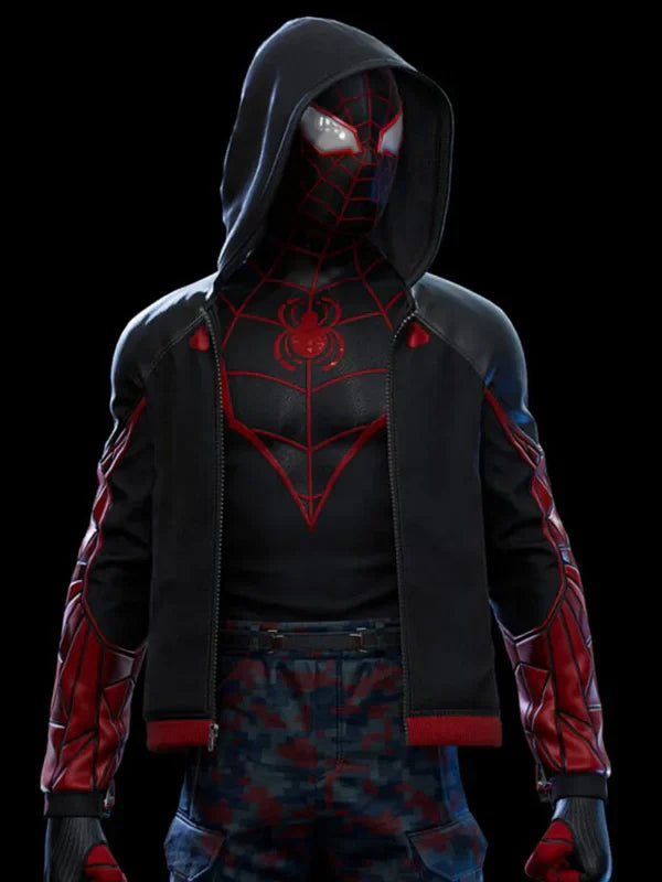 The End Spider-Man Miles Morales Red and Black Hoodie