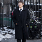 The Beauty 2026 Evan Peters Black Wool Coat