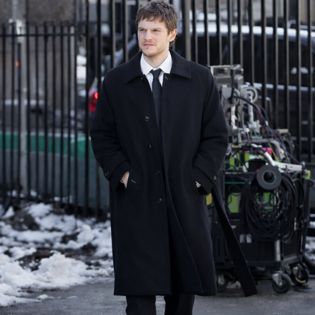 The Beauty 2026 Evan Peters Black Wool Coat