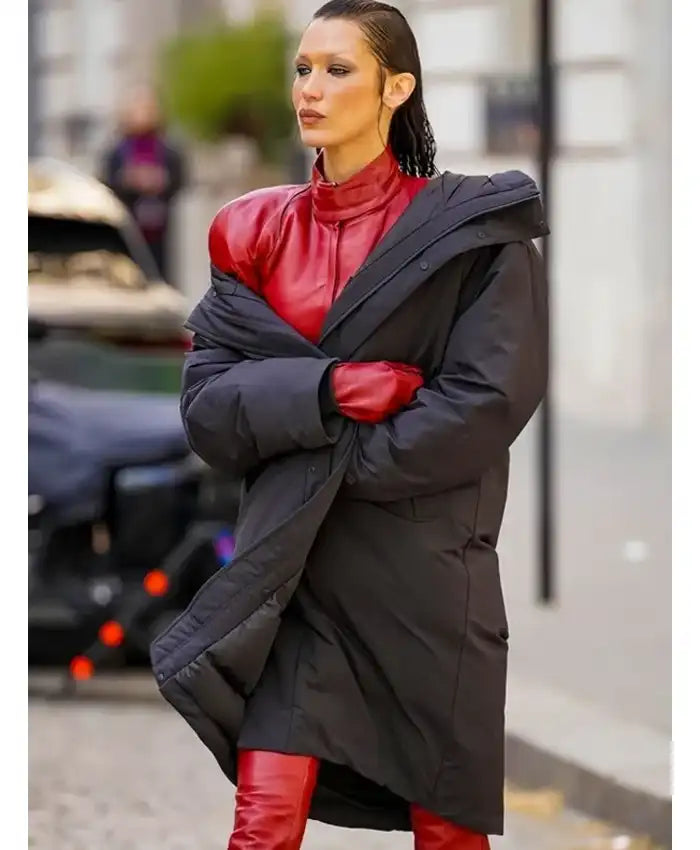  
The Beauty S01 Bella Hadid New  Black Hooded Coat