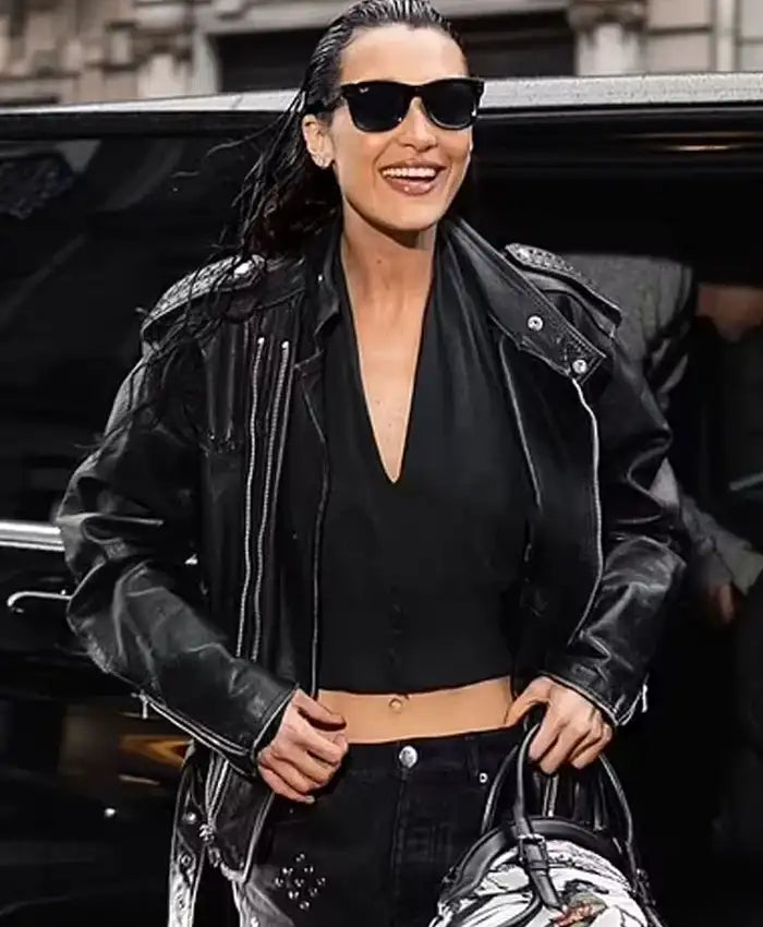 The Beauty S01 Booth Bella Hadid New Black Leather Jacket