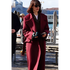 The Beauty S01 Rebecca Hall  New Maroon Wool Coat
