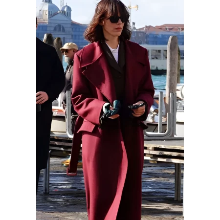The Beauty S01 Rebecca Hall  New Maroon Wool Coat