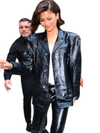 The Odyssey Press Tour 2026 Zendaya Black Leather Blazer
