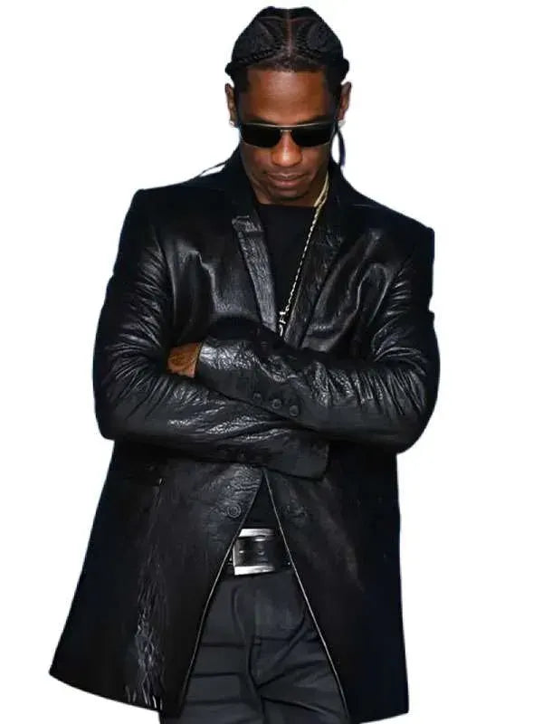 The Tonight Show S13 Travis Scott Black Leather Blazer
