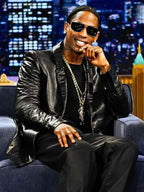 The Tonight Show S13 Travis Scott Black Leather Blazer