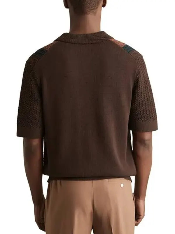 The Young And The Restless Nate’s Brown Striped Knit Shirt