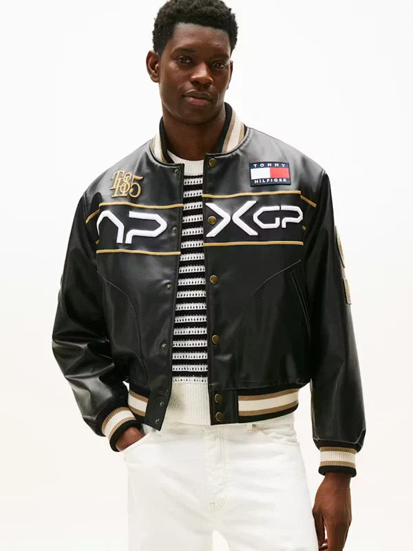 F1 Movie Racing Tommy Hilfiger Black Varsity Jacket