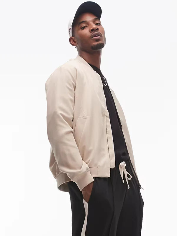 Topman-Lightweight-Bomber-Jacket-Beige