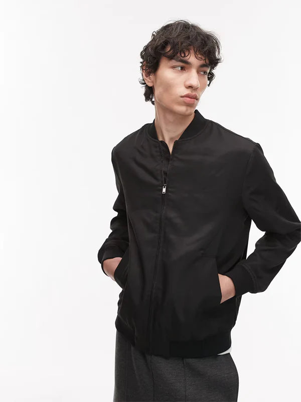 Topman-Lightweight-Bomber-Jacket-In-Black