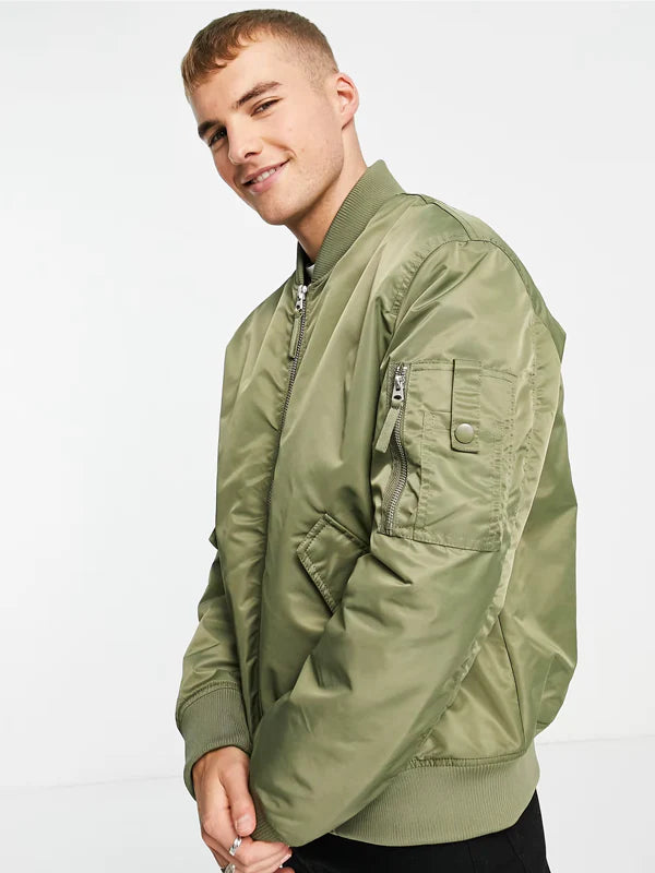 Topman-Ma1-Padded-Bomber-Jacket-In-Olive