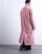 Topshop Double Breasted Teddy Longline Coat In Pink
