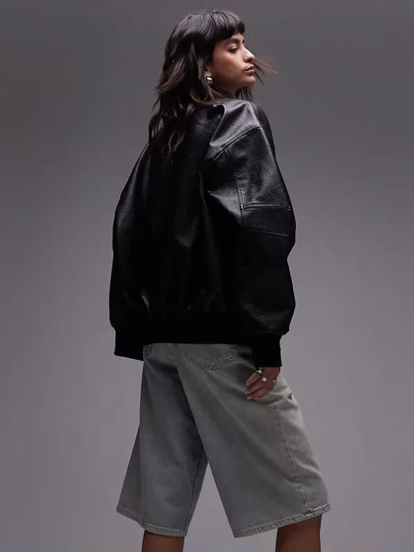 Topshop-Faux-Leather-Oversized-Bomber-Jacket-Black