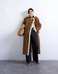 Topshop Longline Aviator Faux Shearling Coat In Tan And Cream