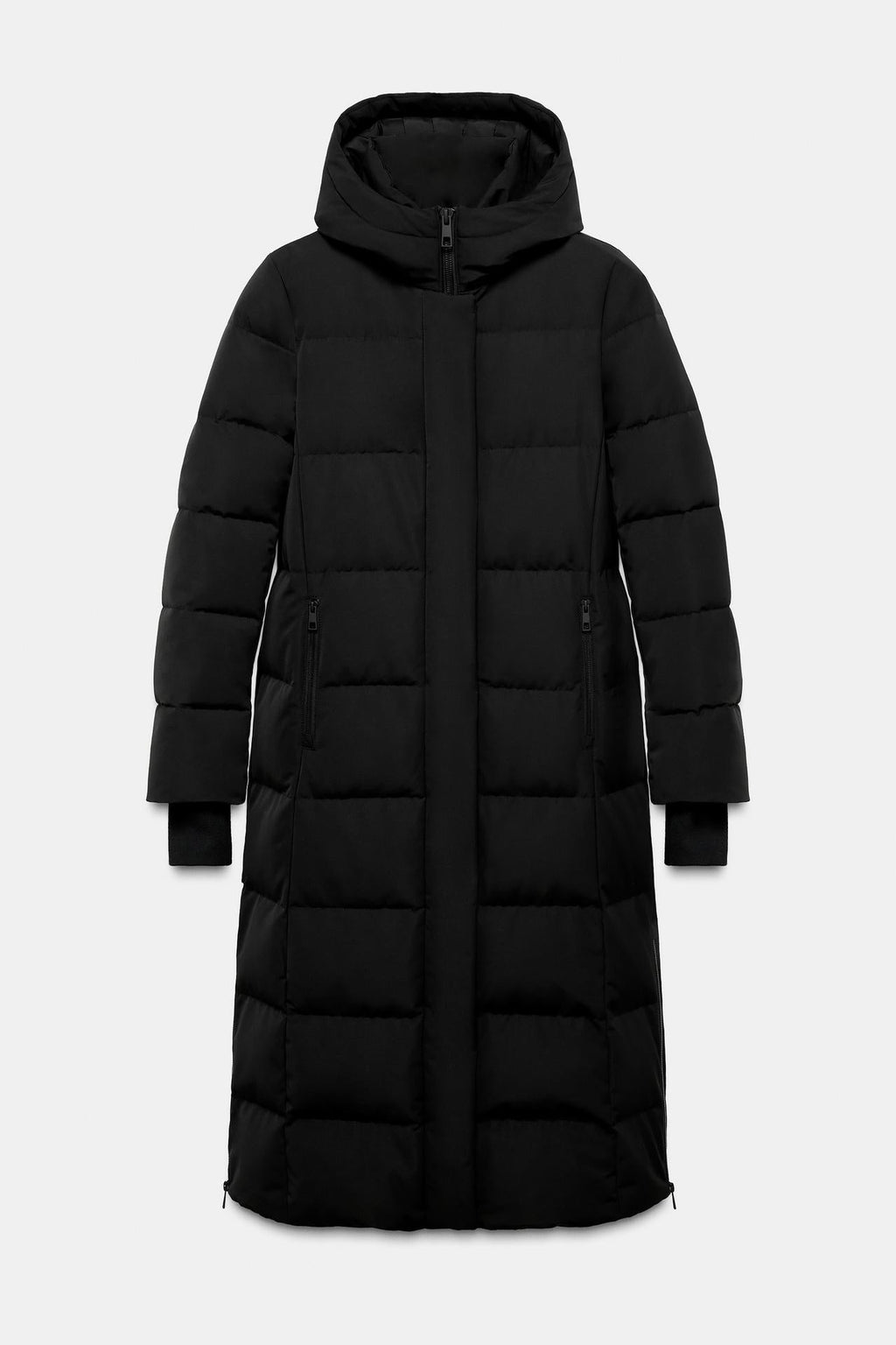 Trendy Zara long black puffer