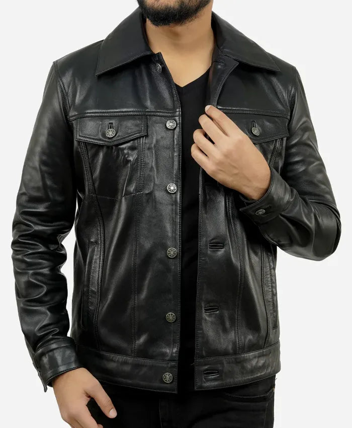 Trucker Leather Jacket For Sale