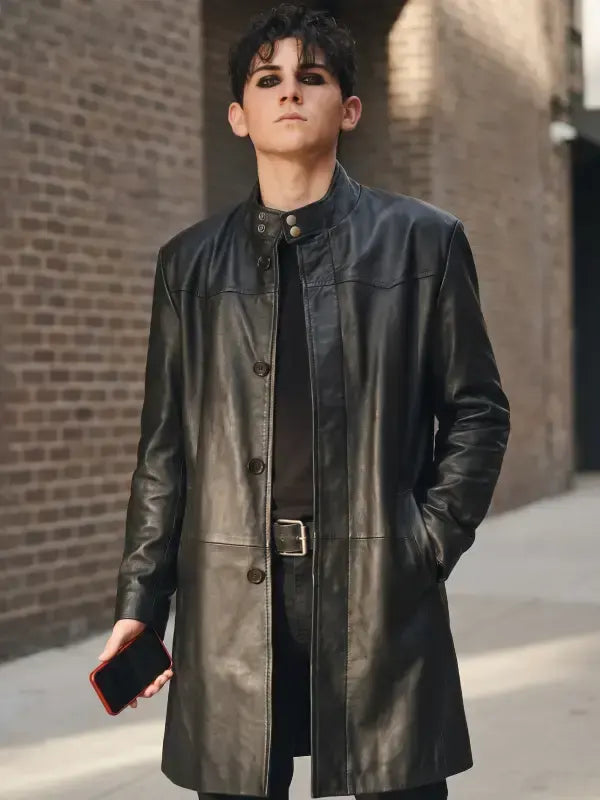 Trying S05 Tyler Black Leather Coat