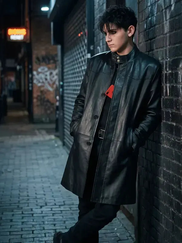 Trying S05 Tyler Black Leather Coat