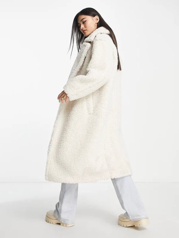 UGG-Gertrude-Long-Teddy-Coat-White-In-Winter